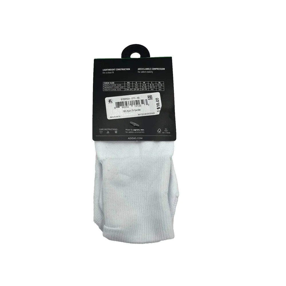 Adidas Soccer Metro Socks‎ Unisex White Black Logo Youth Size XS 11K-2Y